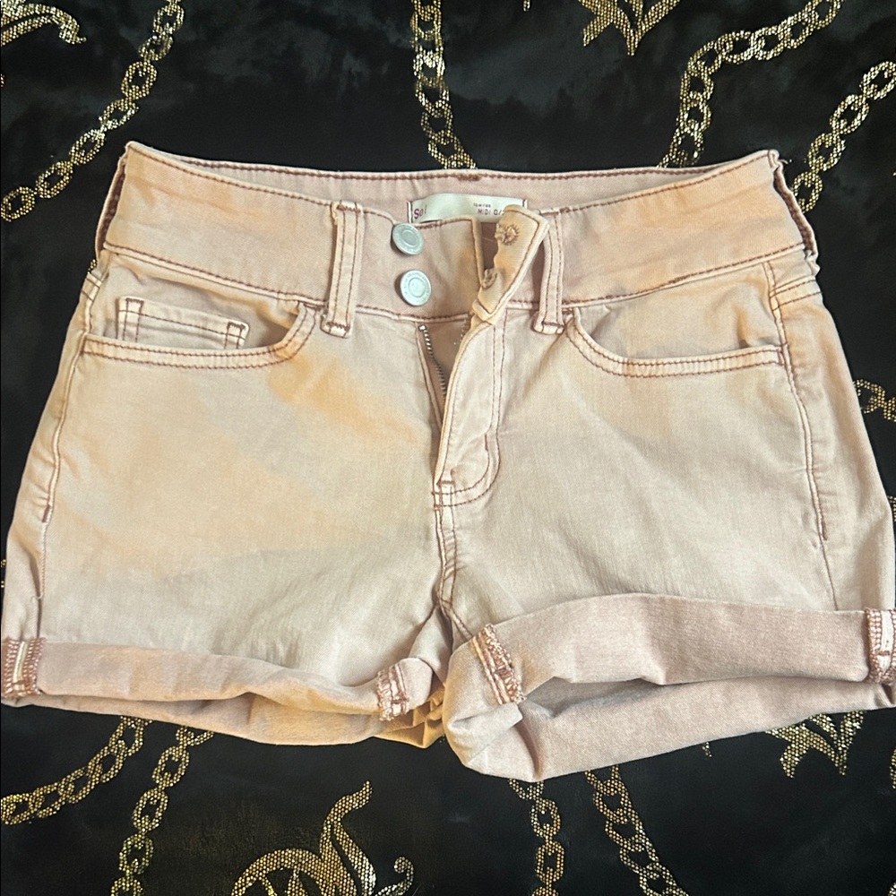 SO Women's Light Pink/Tan Jean Shorts